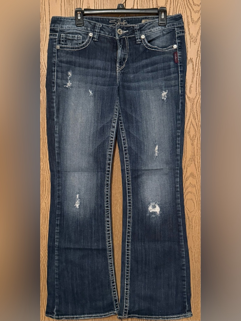 Silver Jeans Jeans Co. Women's Distressed Bootcut Jeans - Dark Blue Lola - Picture 1 of 5